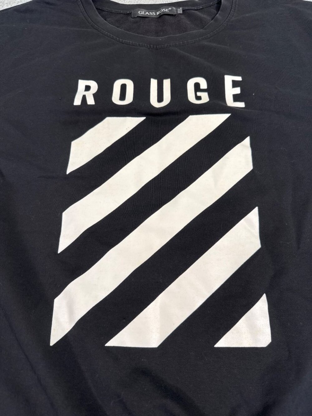 Glass Rose "Rouge" Black & White Graphic Short Sweatshirt 3XL Casual Comfort - Picture 5 of 8